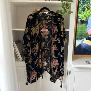 DR2 by Daniel Rainn Sheer Floral Velvet Kimono